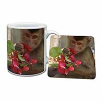 Monkey with Flowers Mug+Coaster Christmas/Birthday Gift Idea