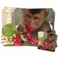 Monkey with Flowers Twin 2x Placemats+2x Coasters Set in Gift Box
