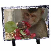 Monkey with Flowers Photo Slate Christmas Gift Ornament