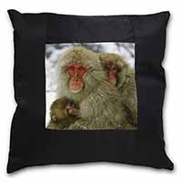 Monkey Family in Snow Black Satin Feel Scatter Cushion