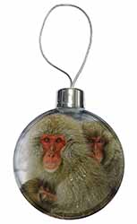 Monkey Family in Snow Christmas Bauble