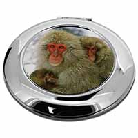 Monkey Family in Snow Make-Up Round Compact Mirror