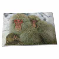 Large Glass Cutting Chopping Board Monkey Family in Snow