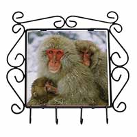 Monkey Family in Snow Wrought Iron Key Holder Hooks