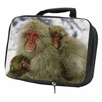 Monkey Family in Snow Black Insulated School Lunch Box/Picnic Bag