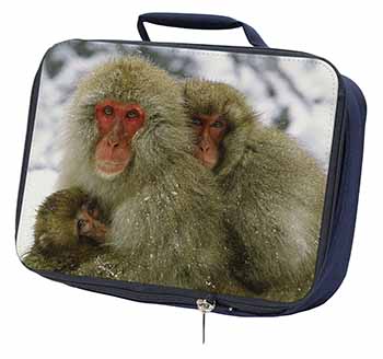 Monkey Family in Snow Navy Insulated School Lunch Box/Picnic Bag