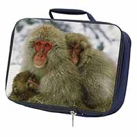 Monkey Family in Snow Navy Insulated School Lunch Box/Picnic Bag