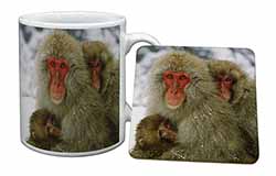 Monkey Family in Snow Mug and Coaster Set