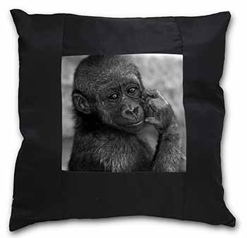 Baby Mountain Gorilla Black Satin Feel Scatter Cushion