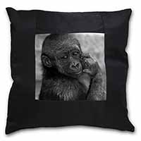 Baby Mountain Gorilla Black Satin Feel Scatter Cushion