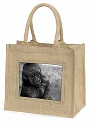 Baby Mountain Gorilla Natural/Beige Jute Large Shopping Bag