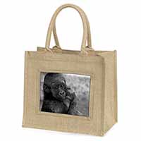 Baby Mountain Gorilla Natural/Beige Jute Large Shopping Bag