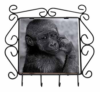 Baby Mountain Gorilla Wrought Iron Key Holder Hooks