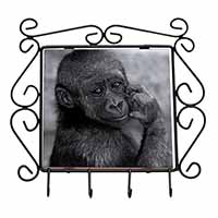 Baby Mountain Gorilla Wrought Iron Key Holder Hooks