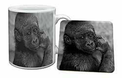 Baby Mountain Gorilla Mug and Coaster Set