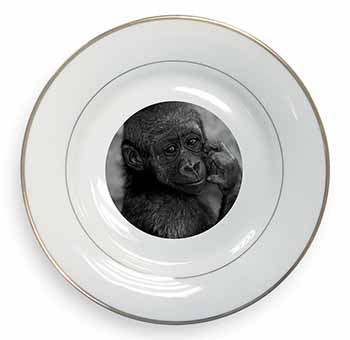 Baby Mountain Gorilla Gold Rim Plate Printed Full Colour in Gift Box