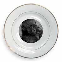 Baby Mountain Gorilla Gold Rim Plate Printed Full Colour in Gift Box