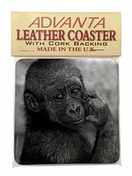 Baby Mountain Gorilla Single Leather Photo Coaster
