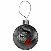 Gorilla with Red Rose in Mouth Christmas Bauble