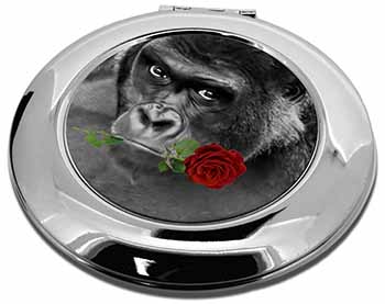 Gorilla with Red Rose in Mouth Make-Up Round Compact Mirror