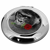 Gorilla with Red Rose in Mouth Make-Up Round Compact Mirror
