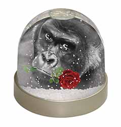 Gorilla with Red Rose in Mouth Snow Globe Photo Waterball