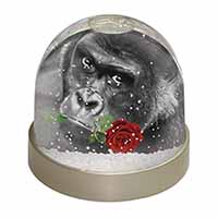 Gorilla with Red Rose in Mouth Snow Globe Photo Waterball