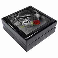 Gorilla with Red Rose in Mouth Keepsake/Jewellery Box