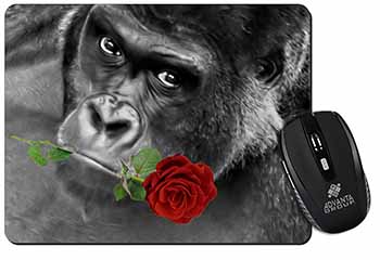 Gorilla with Red Rose in Mouth Computer Mouse Mat