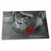 Large Glass Cutting Chopping Board Gorilla+Red Rose 