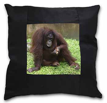 Orangutan Black Satin Feel Scatter Cushion