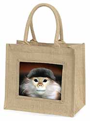 Cheeky Monkey Large Natural Jute Shopping Bag Christmas Gift Idea