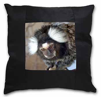 Marmoset Monkey Black Satin Feel Scatter Cushion