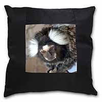 Marmoset Monkey Black Satin Feel Scatter Cushion