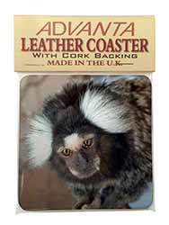 Marmoset Monkey Single Leather Photo Coaster