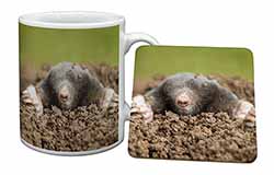 Garden Mole Mug and Coaster Set