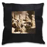 Meerkats Black Satin Feel Scatter Cushion