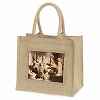 Meerkats Natural/Beige Jute Large Shopping Bag