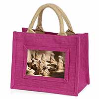 Meerkats Little Girls Small Pink Jute Shopping Bag