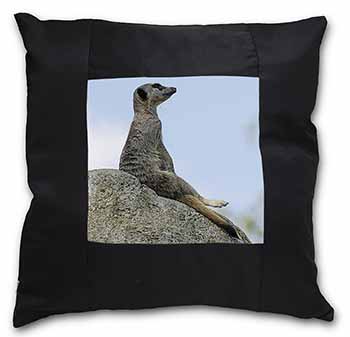 Meerkat Black Satin Feel Scatter Cushion