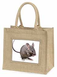 House Mouse Natural/Beige Jute Large Shopping Bag