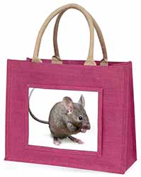 House Mouse Large Pink Jute Shopping Bag