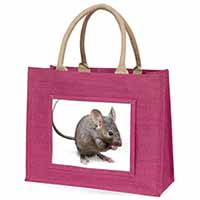 House Mouse Large Pink Jute Shopping Bag
