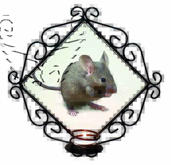 House Mouse Wrought Iron Wall Art Candle Holder