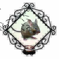House Mouse Wrought Iron Wall Art Candle Holder