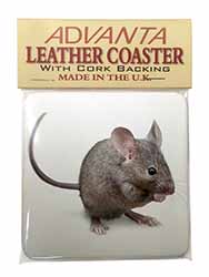 House Mouse Single Leather Photo Coaster