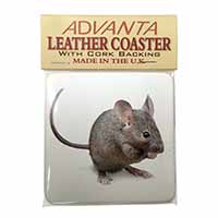 House Mouse Single Leather Photo Coaster