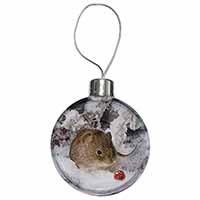 Cute Field Mouse in Snow Christmas Bauble