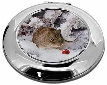 Cute Field Mouse in Snow Make-Up Round Compact Mirror