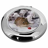 Cute Field Mouse in Snow Make-Up Round Compact Mirror